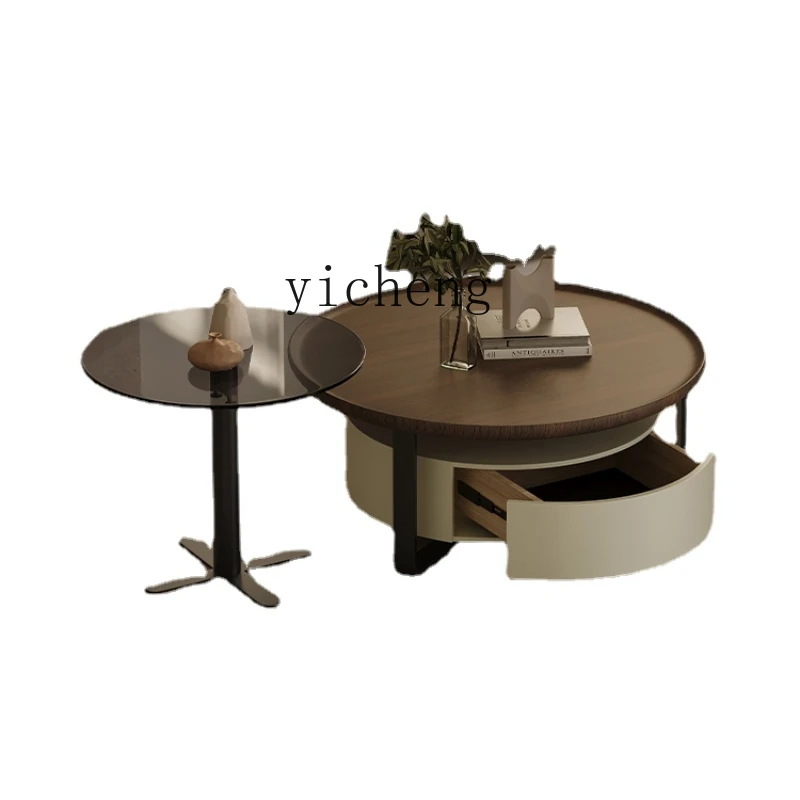 Zk Coffee Table Living Room Small Apartment Simple Modern Creative Designer Rotatable Size round Combination