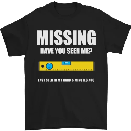 

Missing Spirit Level Builder Bricklayer Mens T-Shirt 100% Cotton