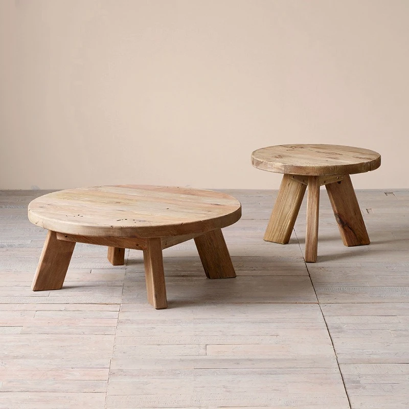 

Round coffee table combination, wabi-sabi wind ancient wood homestay hall coffee table set