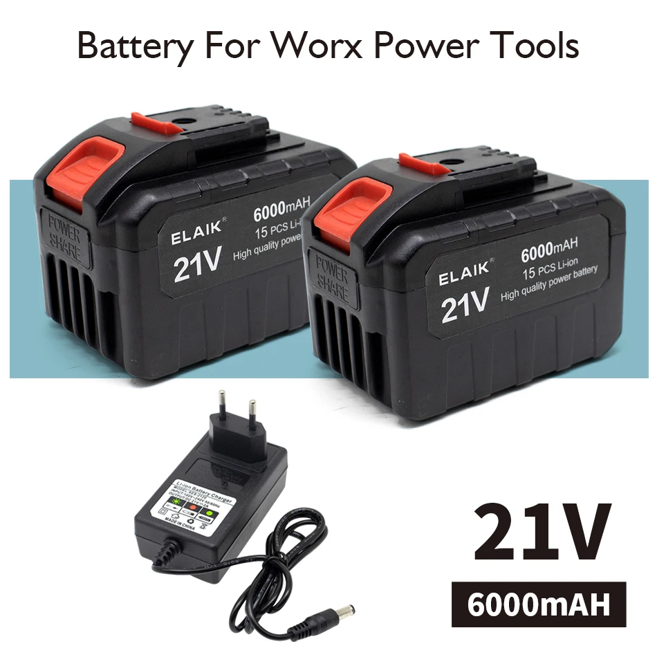 21V 18650 Lithium Battery Rechargeable 6000mAh Batteries High-current High Discharge 21 Volt Replace Battery For Screwdriver