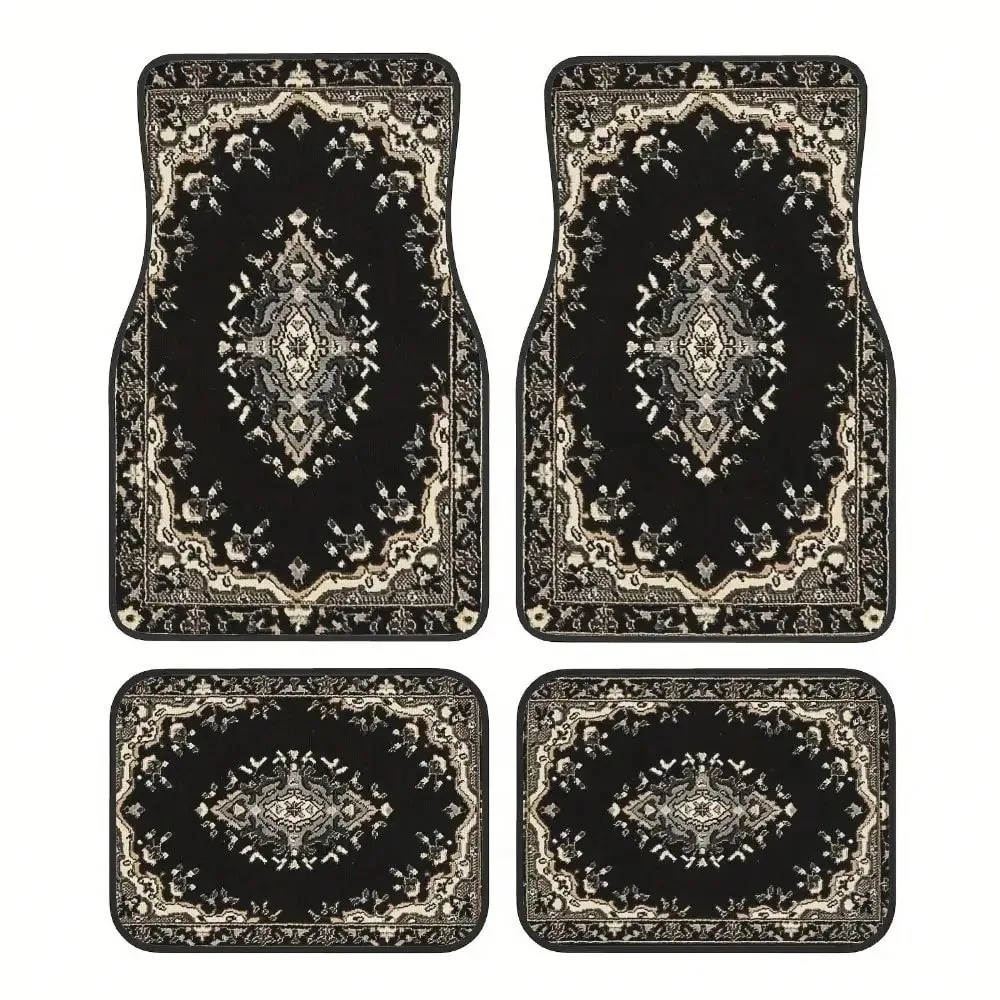 

Bohemian Car Floor Mat for all models Washable Retro European Print Front Rear Protector Rugs Set Interior Accessories Suit Gift