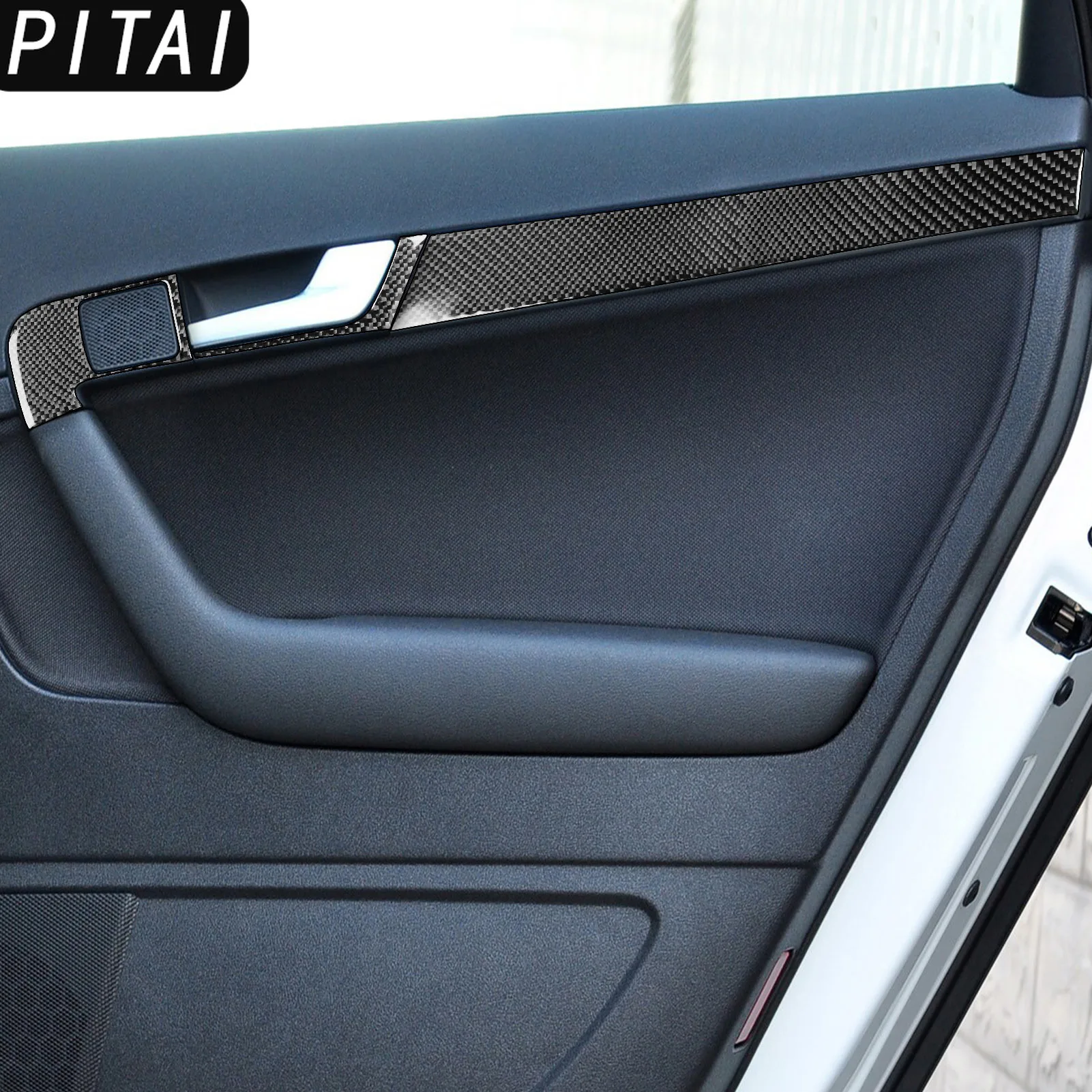 For Audi A3 S3 8P 2006-2007 Red Carbon Fiber Interior Door Panel Trim Strips Car Interior Accessories Decoration Sticker