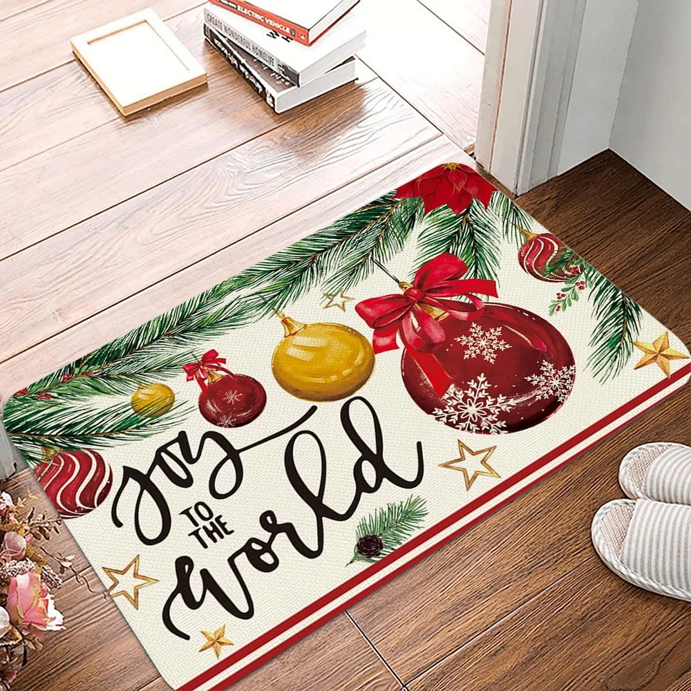 Willkommens-Fußmatte mit Weihnachtsdruck, rutschfest, waschbar, für Wohnzimmer, Schlafzimmer, Badezimmer, Küche, Wäscheteppich