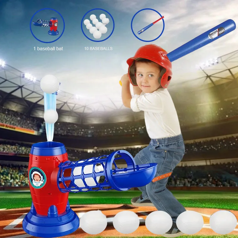 Fully automatic children's baseball machine, plastic baseball toy set, including 10 balls, baseball training equipment, Thanksgi