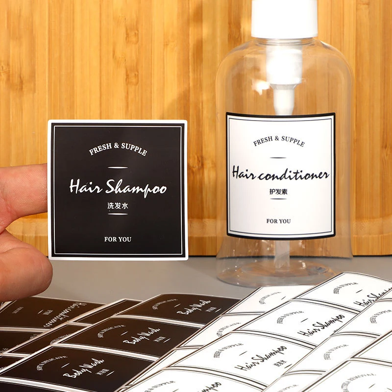 Etiqueta impressa em PVC Etiqueta autoadesiva personalizada para uso comercial Marca de frascos de shampoo