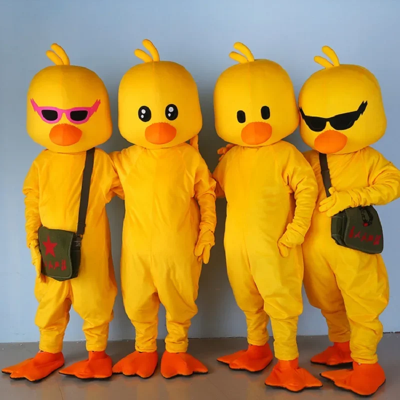 Yellow Ducks Mascot Puppet Cartoon Costume Adult Walking Doll Performance Props Funny Cosplay Clothing