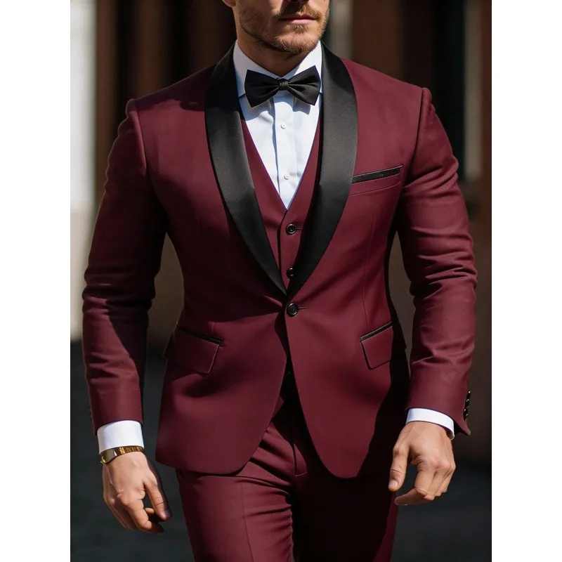 Men's 3pcs Suit Set Jacket Vest Pants, Prom Party Wedding Business Suits for Men мускульный костюм wedding suits for men - Image 4