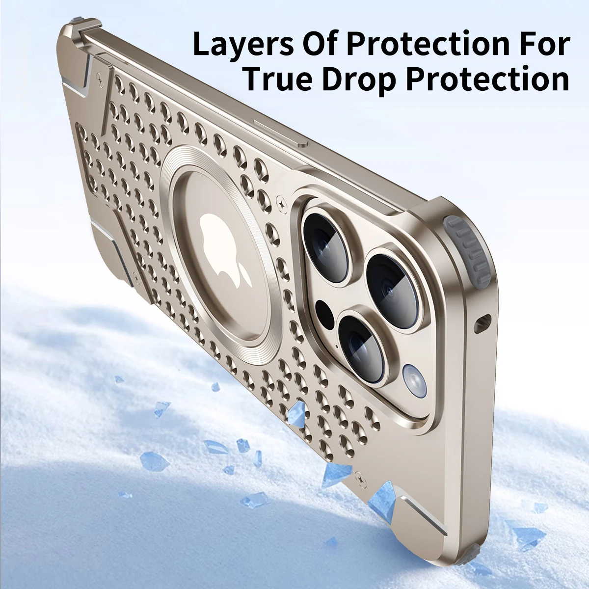 Aluminium Metal Phone Case For iPhone 13 14 15 16 Pro Max Hollow out Heat Dissipation Bumper Wireless Charging Anti Fall Cases