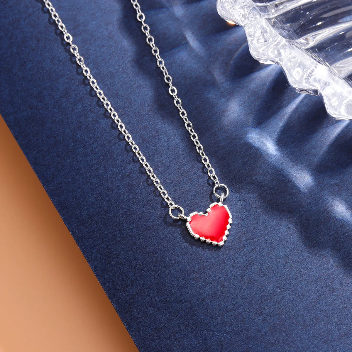 Neue Modische Rote Herz-Liebe 925 Sterling Silber Schmuck Schlüsselbein-Kette Anhänger Halsketten XL216
