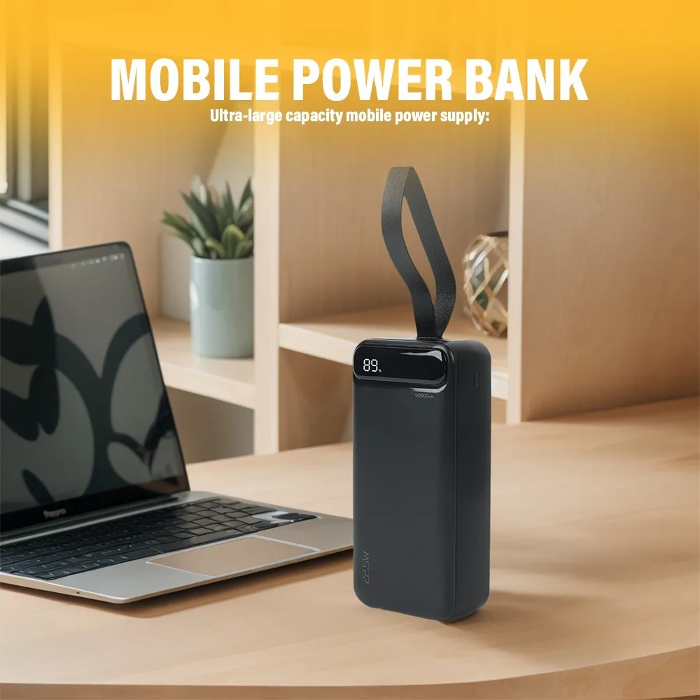 50000mAh Power Bank with Display & Flashlight – Fast-Charging Emergency Power for Phones, Android & Digital Devices, Ideal Holiday Gift for Camping Light, Blackout Backup & Multi-Device Long-Lasting