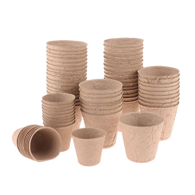 20/50PCS New Garden 6/8CM Paper Nursery Pots With 20 Plant Label Round Biodegradable Seedlings Flower Pot Garden Cultivation Cup