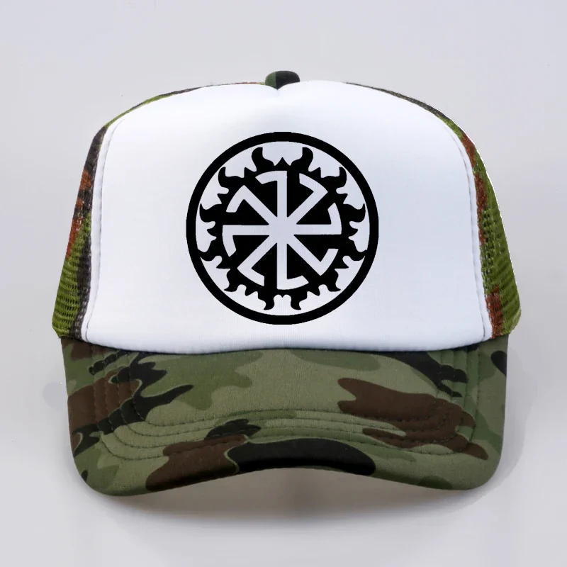 Kolovrat Baseball Cap Slavic Amulet Pagan Solar Symbol Slavic Wheel Nordic Amulet Viking Men Baseball Mesh Net Trucker Caps Hats