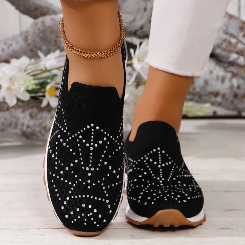 Scarpe da ginnastica basse da donna Sneakers Bling di moda in cristallo Casual Slip On calzino scarpe da ginnastica estate donna scarpe vulcanizzate