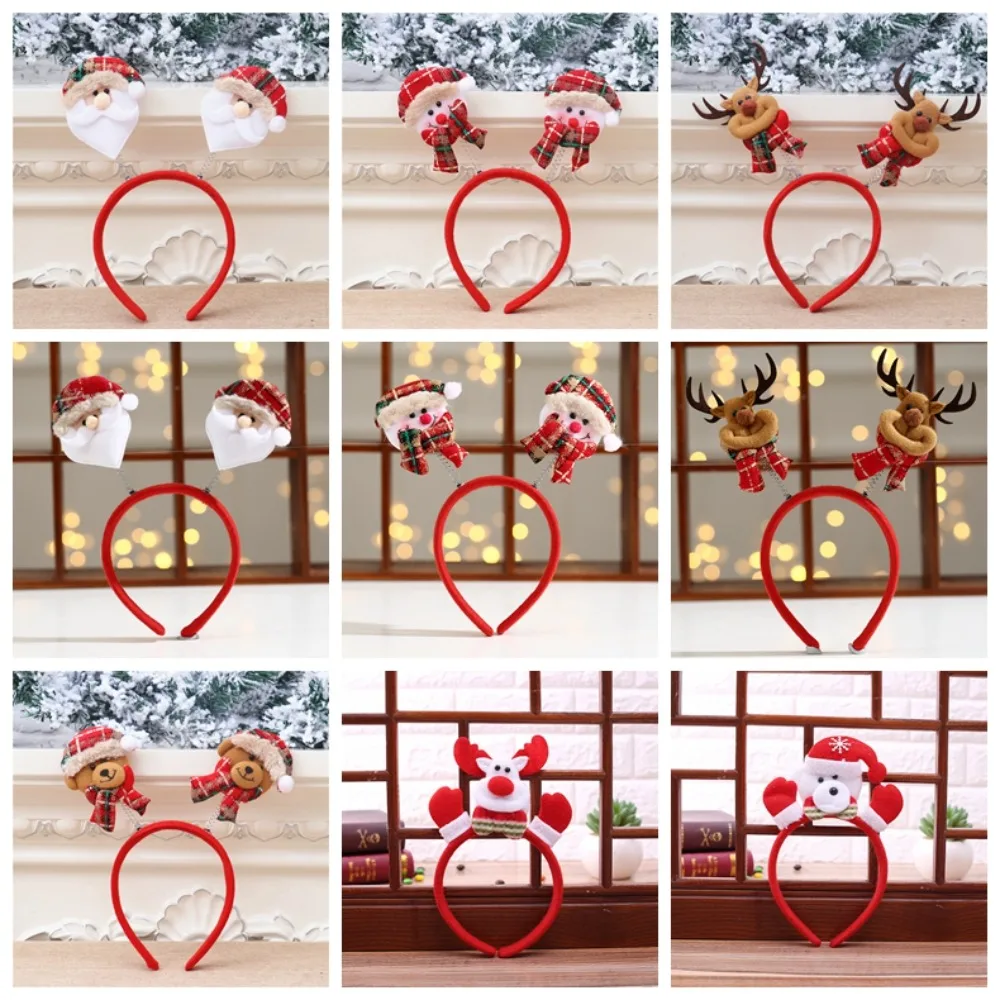 Lovely Red Snowman LED Light Headband Snowman Elk Christmas LED Headband Comfortable Santa Hairband Flashing Toy Reusable