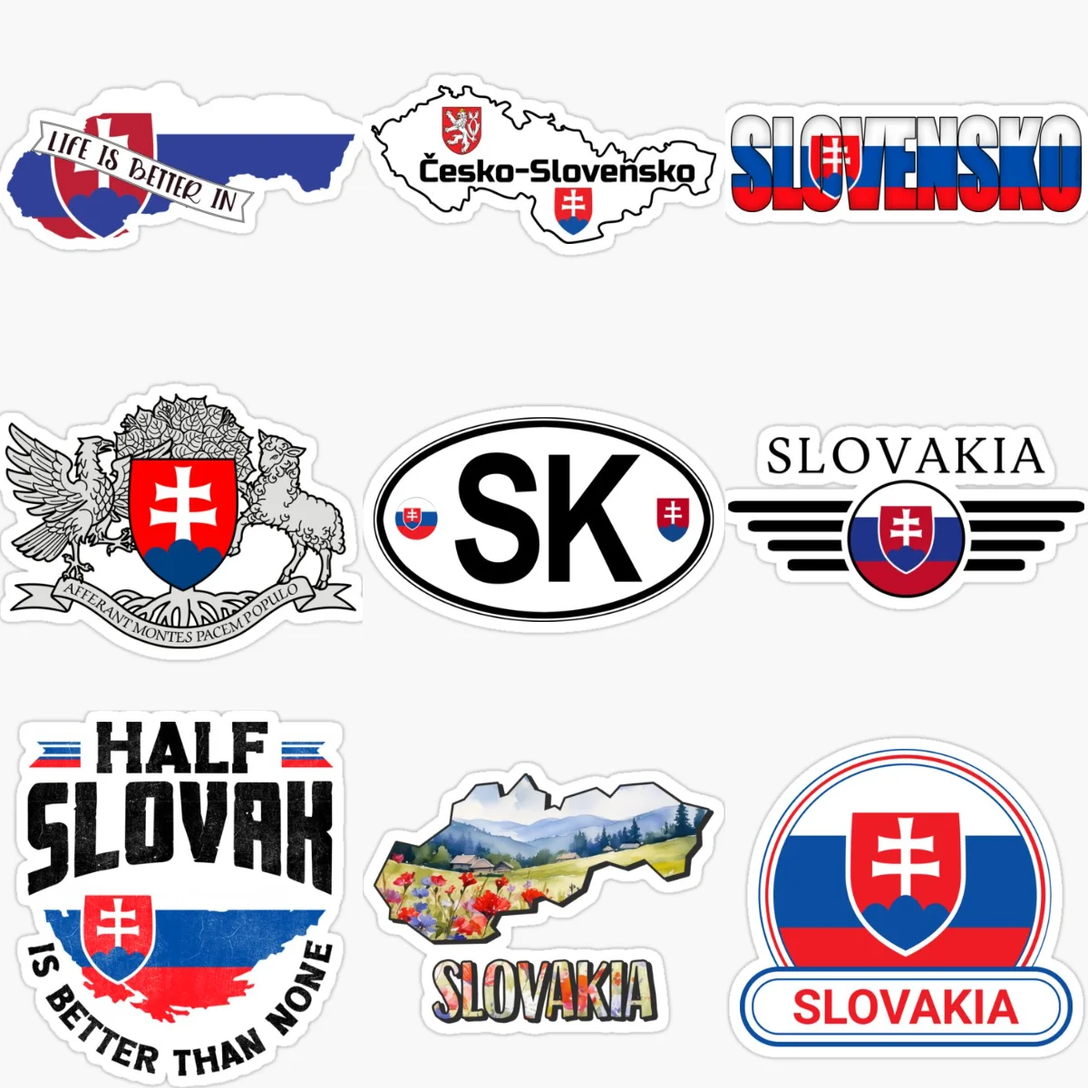 

Slovakia Flag Map Emblem Creative Waterproof Stickers for Car Bicycle Helmet Window Fridge Wall Decoration Accessories