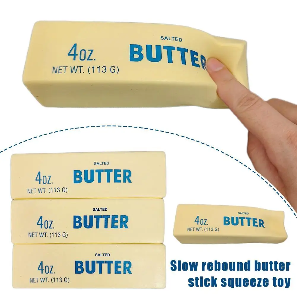 1 unidad de juguete antiestrés en forma de barra de mantequilla, para alivio del estrés y la ansiedad, juguete sensorial de subida lenta, blandito y elástico, barra de queso, juguete de broma