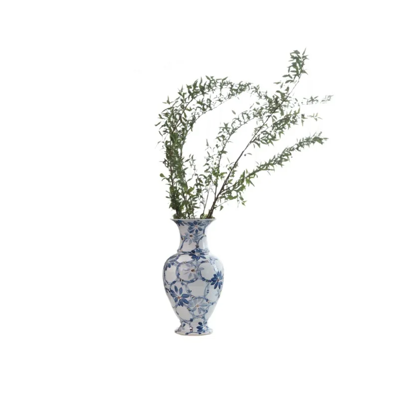 

New Chinese blue and white porcelain ceramic vase Jingdezhen floor-to-ceiling large ornament living room flower arrangement l