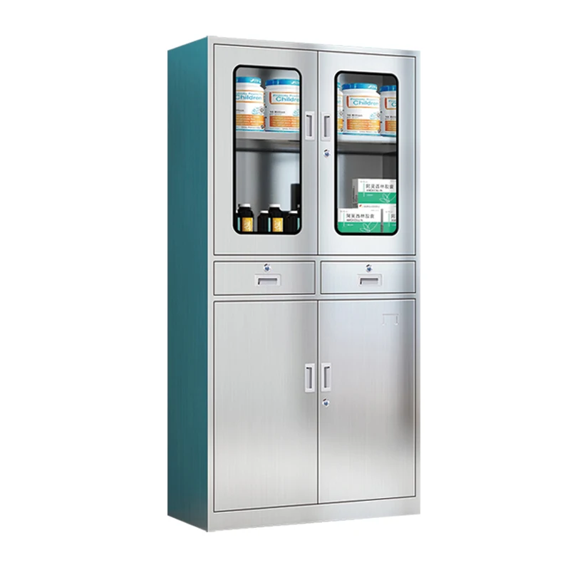 

Больничная лаборатория, аптечка, шкаф для реагентов из нержавеющей стали, металлический шкаф для хранения на заказ со стеклянными дверцами