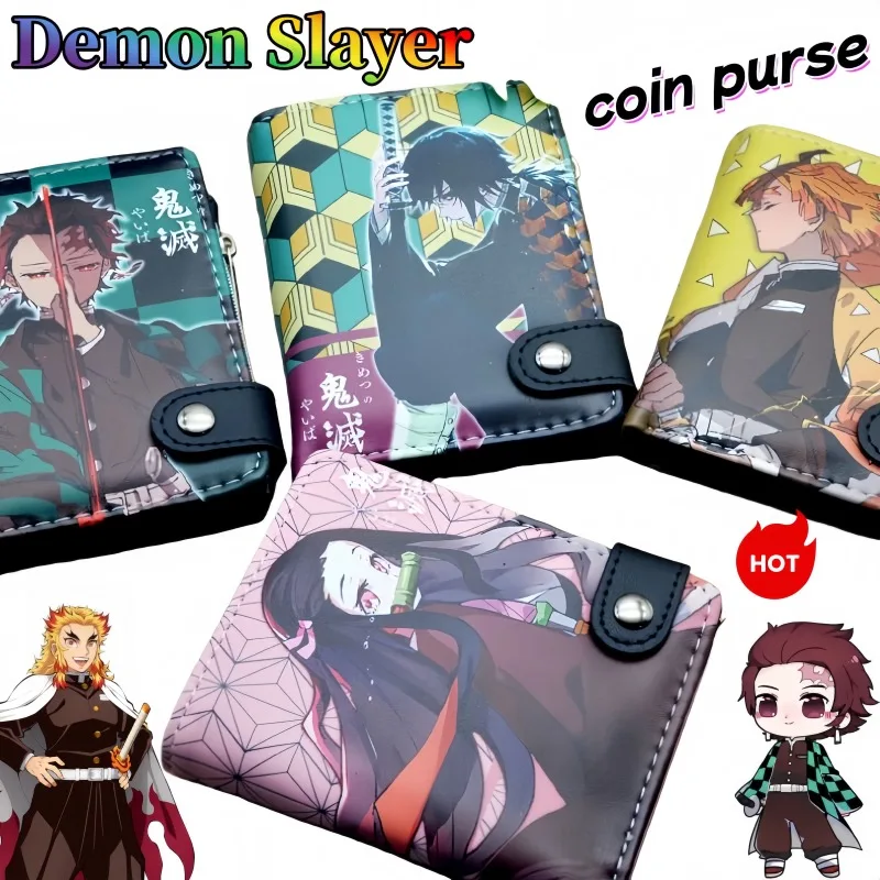 

Кошелек для монет Demon Slayer, короткий кошелек в японском аниме-стиле, модный студенческий кошелек для карт, подарок на день рождения для мужчин и женщин