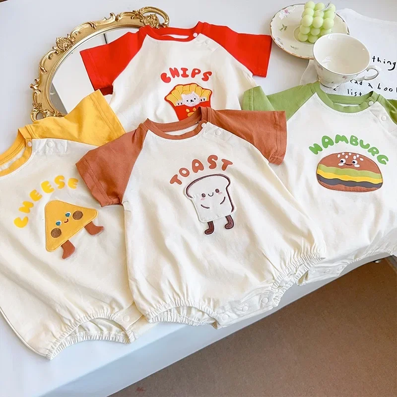 

(Boy 0-3 Years Old) Ins Summer New Baby Toddler Short-sleeved Jumpsuits Summer Cute Cartoon Clothes Fashion Boys Girls' Cloth