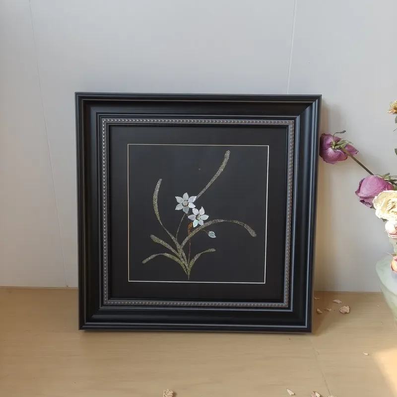 Custom Made Lacquer Wall Art Handcrafted Mother-of-Pearl Shell Inlay Painting for Living Room Hotel Lobby