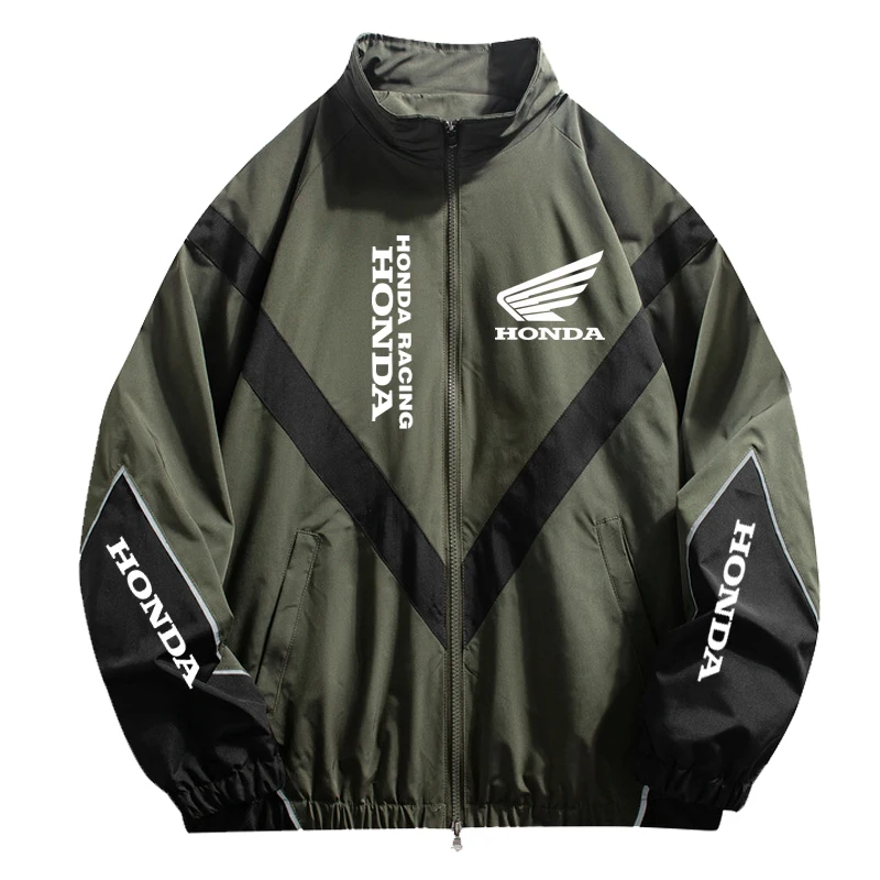 Chaqueta Honda para hombre - Chaqueta cortavientos negra de color patchwork estilo High Street - Chaqueta deportiva de ocio al aire libre con logotipo Honda - Coa de primavera