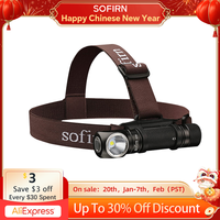 Sofirn Headlight SP40 1200lm LED Headlamp XPL2 18650 USB C Rechargeable 18350 Flashlight with Power Indicator Magnet Tail