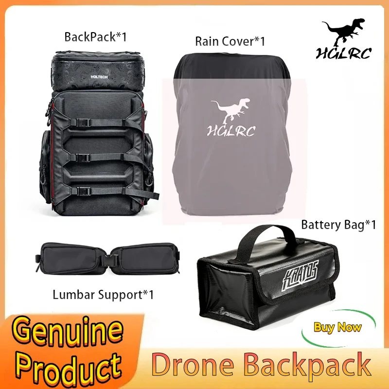 

HGLRC FPV Backpack 360X260X530mm Waterproof Splash-Proof Fabric for RC FPV Freestyle Drones Outdoor Bag Send Two Accessory Kits