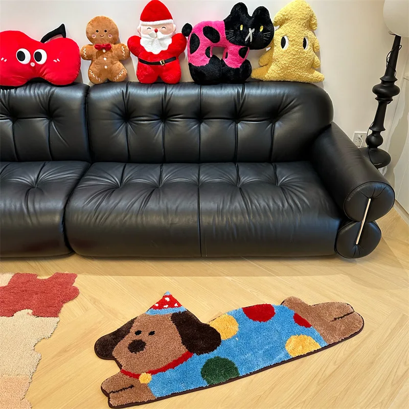 

Cartoon Cute Puppy Shape Bedroom Rugs Kids Room Anti-Slip Long Carpets Mat Living Room Area Decoration Tufted Rug Pet Floor Mat