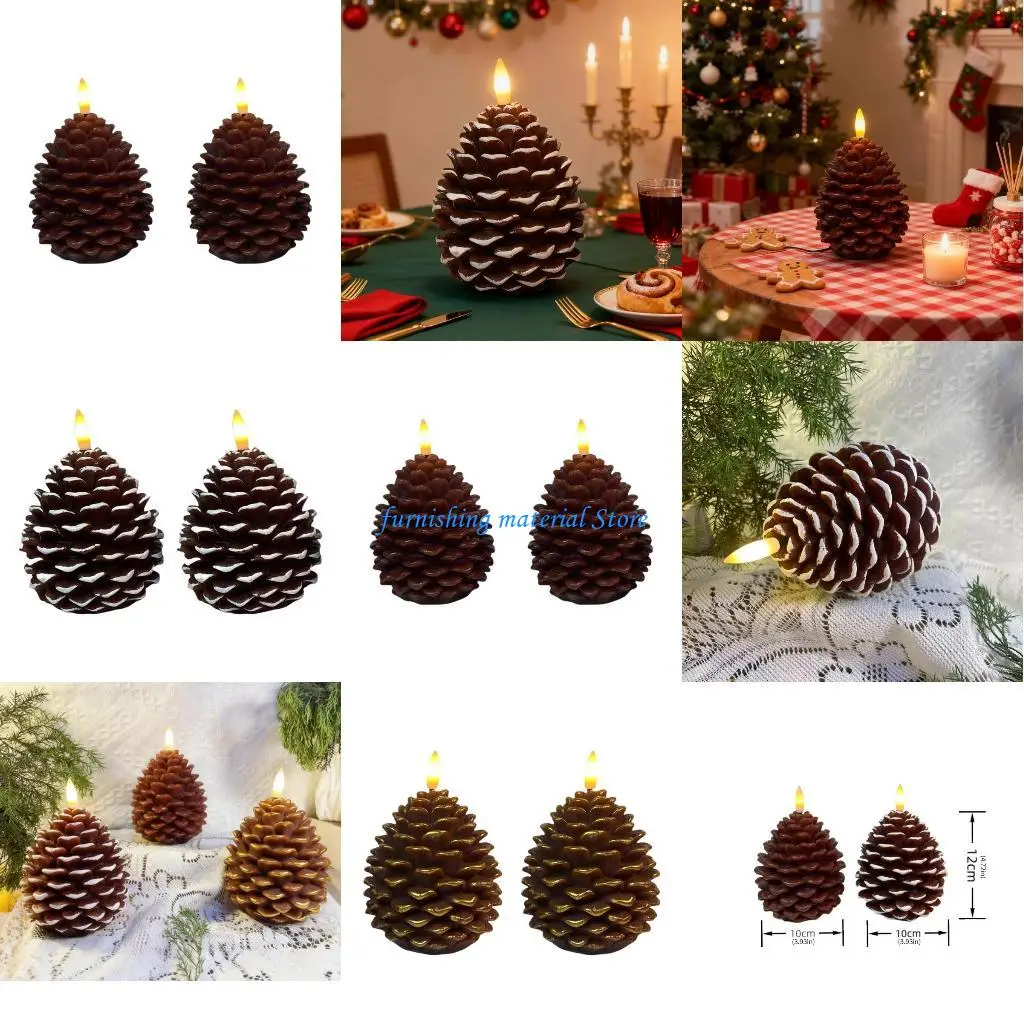 

Y5GD Pine cone Lightss dGreenration, pine cone with timer function, flameless pine cone Christmas dGreenration table