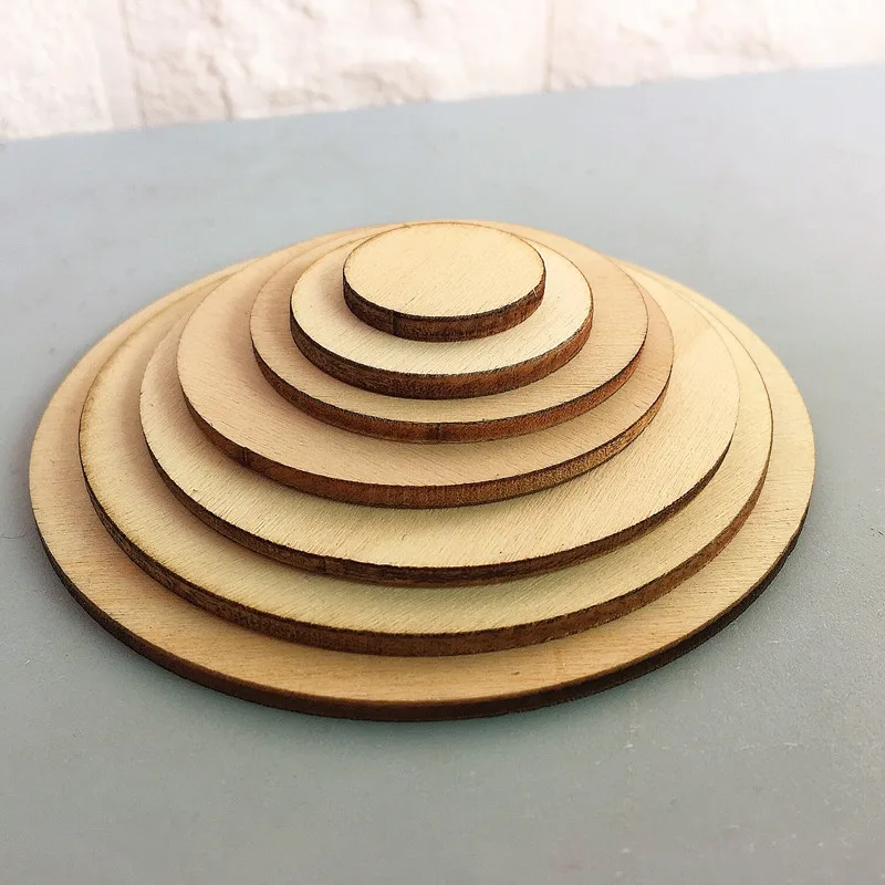 20개 둥근 및 사각형 어린이 낙서 페인팅 나무 조각 창의적인 장식용 나무 조각 웨딩 가정 장식 보드