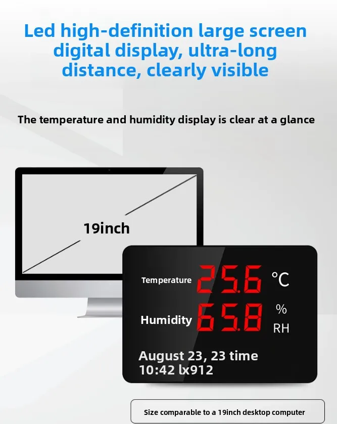 LX912 Series Thermohygrometer Industrial High Precision Time Wall Mount Display Instrument