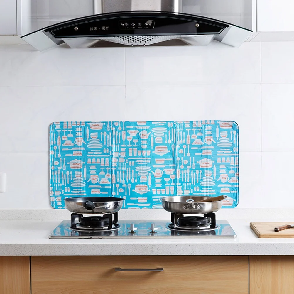 3 Sided Kitchen Splatter Guard Foldable Oil Proof Board Aluminum Foil Gas Stove Shield view 2