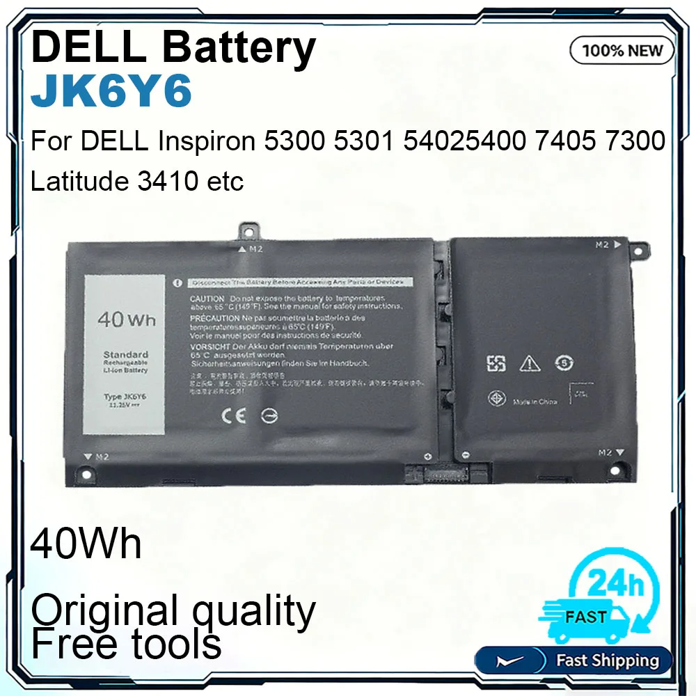 JNew K6Y6 H5CKD Laptop Battery For Dell Latitude 3410 3510 Vostro 5300 5401 Inspiron 5408 5409 5501 5502 5508 55300 CF5RH C5KG6