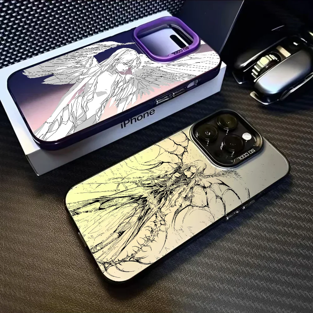 

Punk Angel Fashion Cool Phone Case For IPhone 16 15 14 13 12 11 Pro Max Black Purple Matte Ultra-thin Soft Candy Abrazine Funda