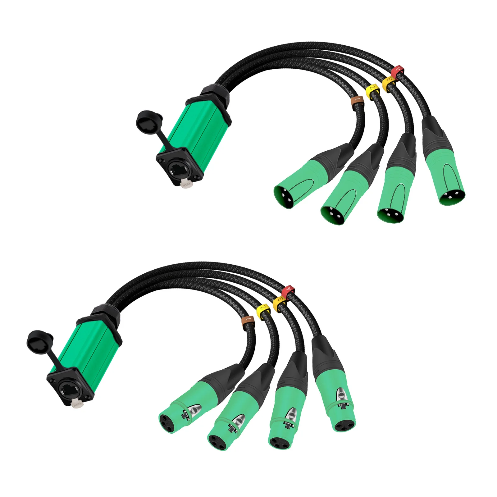 STP RJ45 CAT5/6 zu Audio 4-Kanal 3-Pin XLR Stecker/Buchse Multi-Netzwerk-Breakout-Extender für Live-Bühnen-Sound, Beleuchtung und Aufnahme – Detail 6
