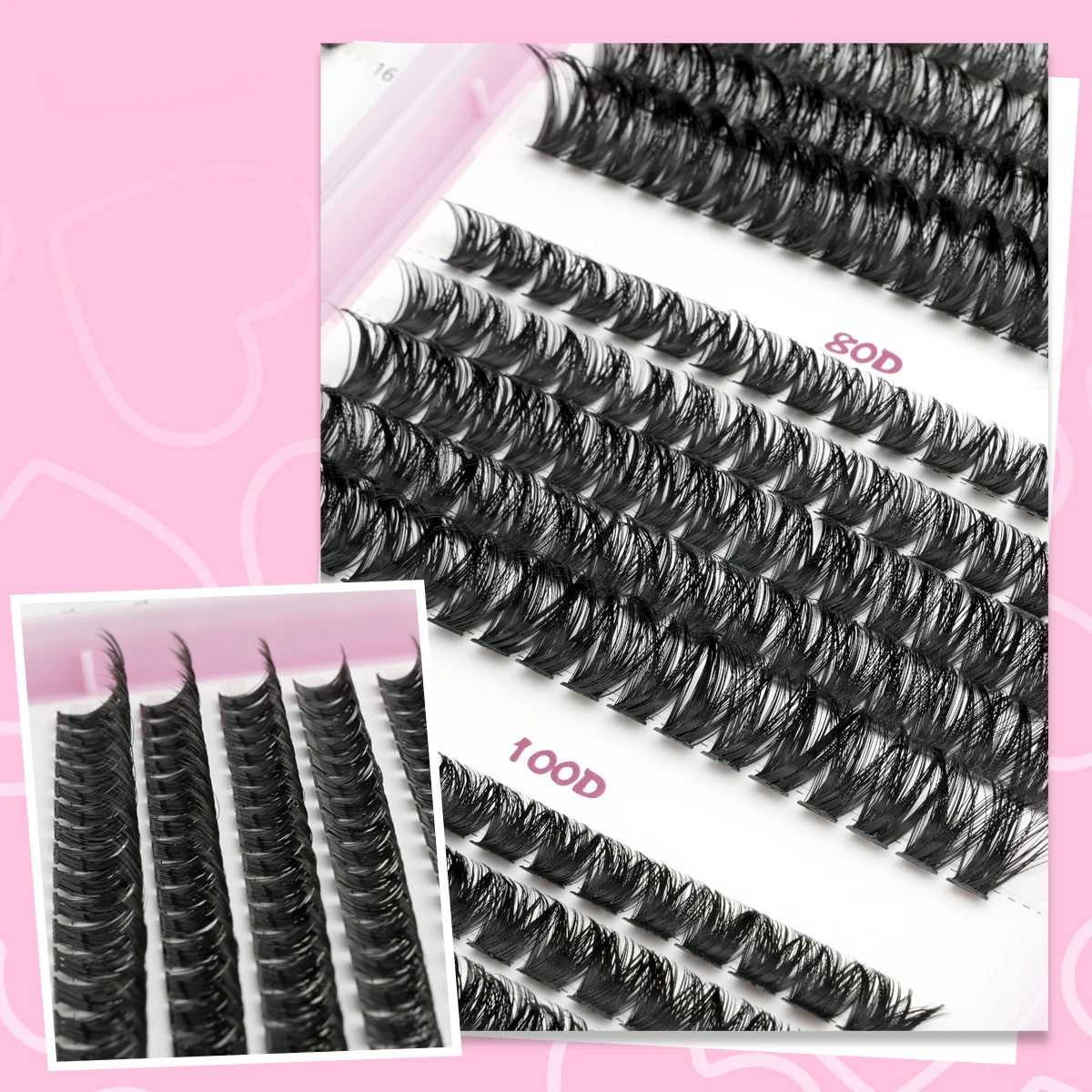 30/32 Row Lash Clusters Set 8-16mm Mixed DIY Grafting Lashes Soft False Eyelashes D Curl Eyelash Extensions Makeup Kit Faux Cils