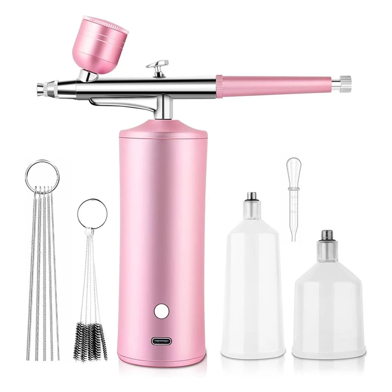 Airbrush Kit With Compressor,Air Brush For Nails, 0.3Mm Nozzle Oxygen Injector, Cordless Airbrush Gun,For Skin Hydration