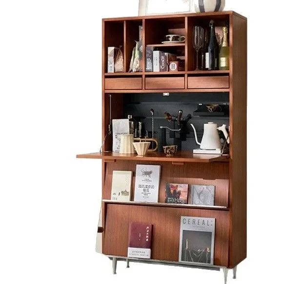 

Retro bookcase Solid wood bookshelf Locker shelf Floor-to-ceiling living room display cabinet storage