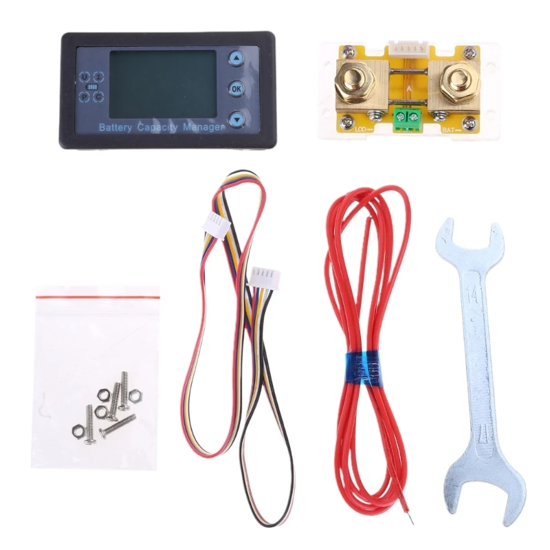 Tester batteria 100A/200A/300A/500A Misuratore energia tensione corrente con shunt cavo collegamento Multimetro Drosphip
