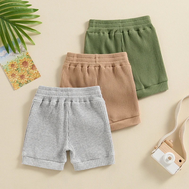 Baby Girls Boys Shorts Set Elastic Waist Solid Summer Shorts Bottoms for Casual Daily