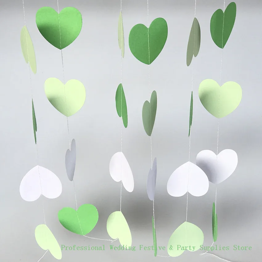 2M Fashion Paper Heart Garlands 5cm Heart Children Room Wall Hanging Chain String Birthday Wedding Party Banner Home Decor