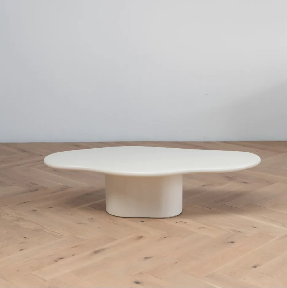 Living room furniture, wood concrete appearance, stone pattern irregular shape coffee table, easy to clean
