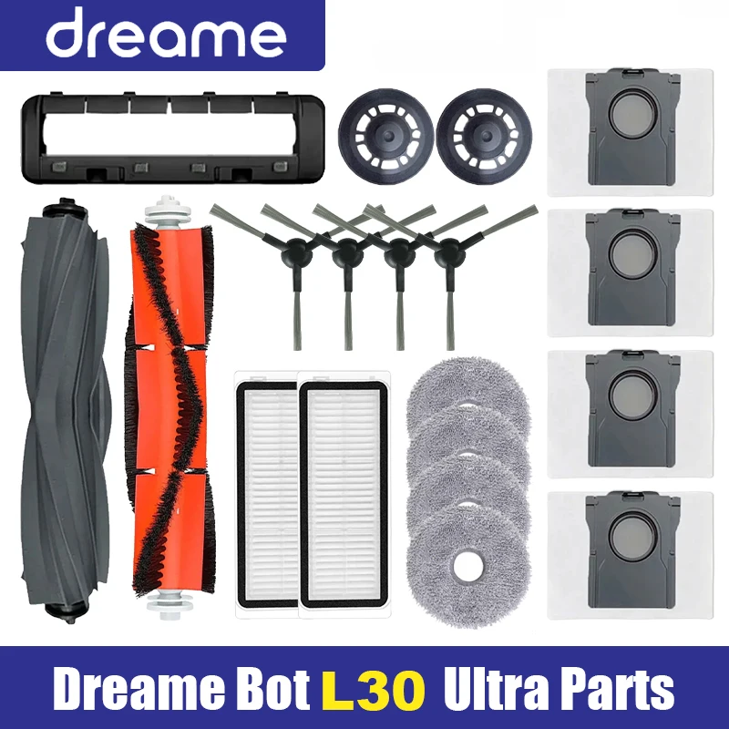 Dreame Bot L30 Ultra Robot Vacuum Cleaner Spare Parts, Rubber / Side Brush, Cover, Filter, Mop Rag, Dust Bag