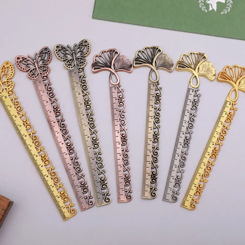Metal Vintage Metal Ruler Butterfly Sewing Accessories Bookmark Multi-function Hollow Needlework Measuring Tool Office Accessory