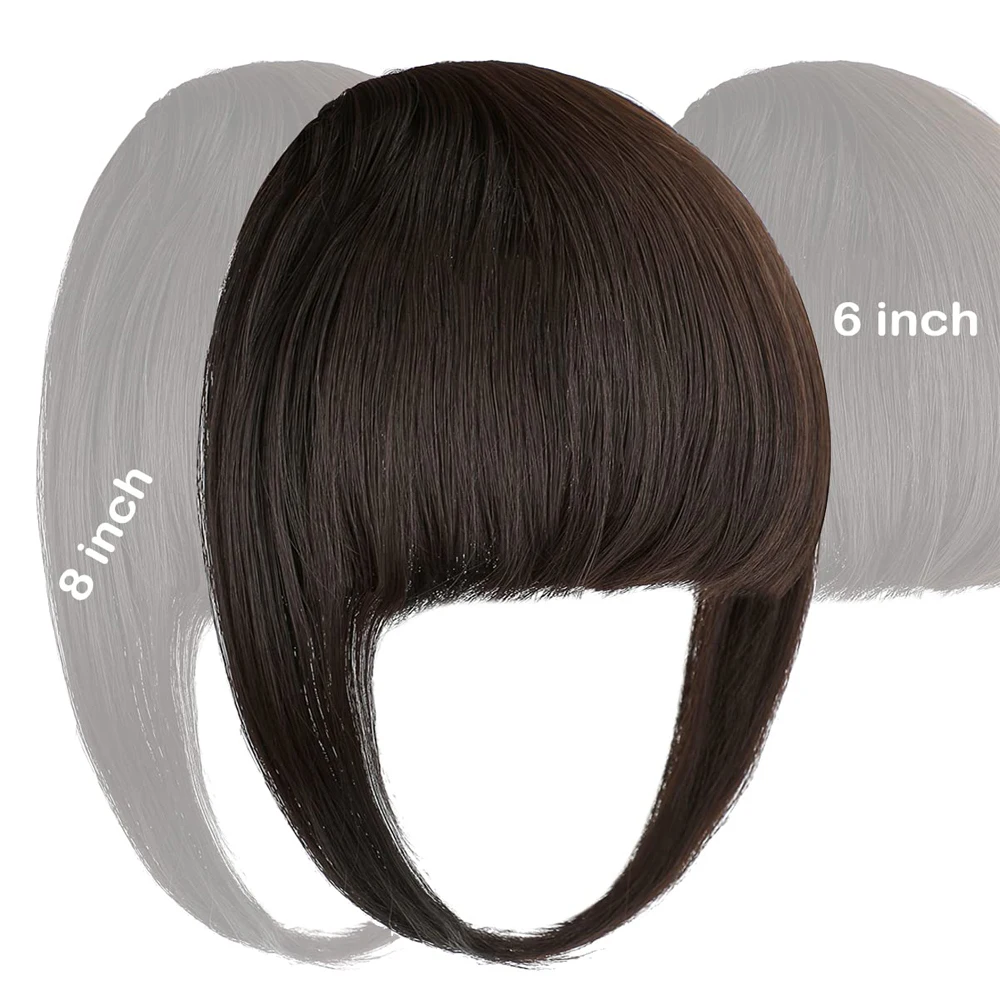 Thick Hair Bangs Straight Neat Fringes Clip In Hair Extensions Synthetic Thin Air Bangs Heat Resistant Fiber Blunt Bangs