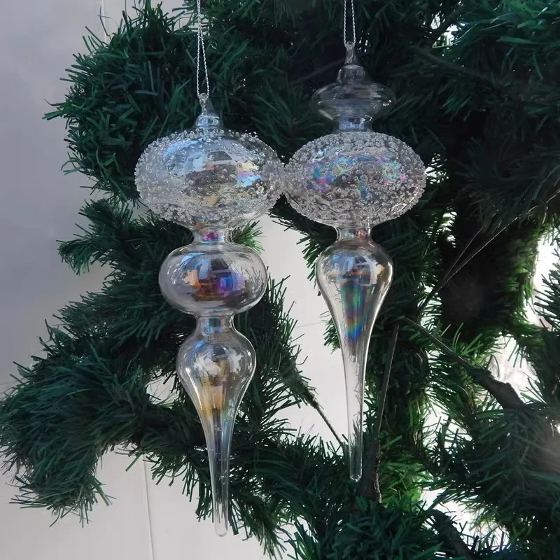 

Free Shipping 6pcs/pack Different Design Pearl Lustre Glass Pendant Handmade Craft Christmas Day Tree Hanging Ornament