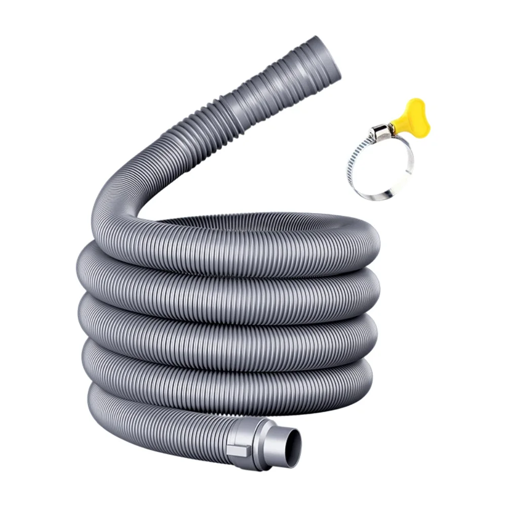 

Leak Proof Fully Automatic Washing Machine Drain Hose with Adjustable Length and Easy Clamp Installation Plastic Water Pipe