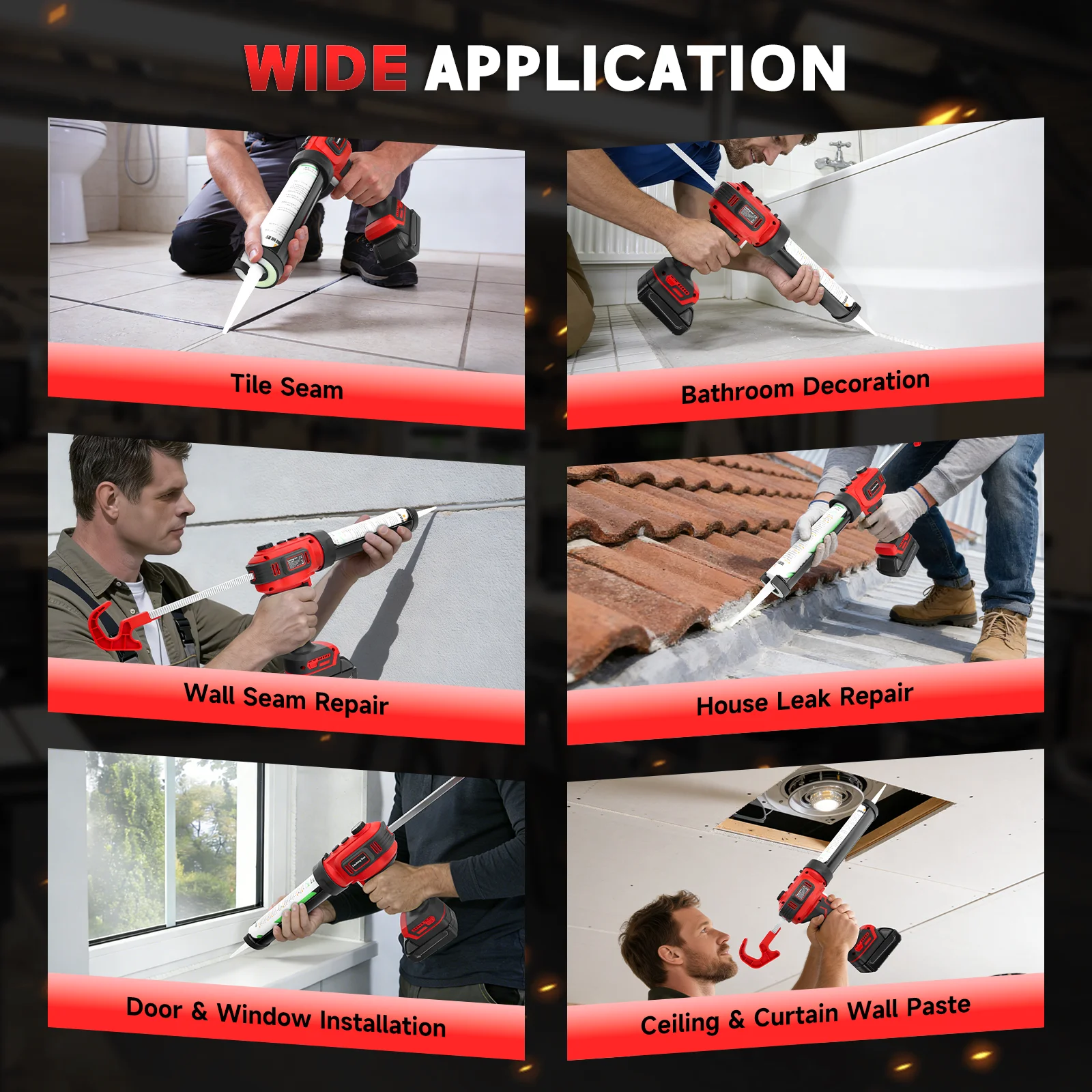 Electric Caulking Gun Variable Speed Glass Glue Sewing Filling Gun Wireless Silicone Gun Sealant Tool For Milwaukee 18V Battery