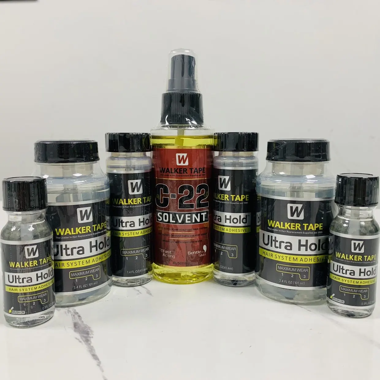 C22 Solvent Spray Remover& Walker Tape Ultra Hold Glue C22 Solvent  Lasting Adhesive  Gentle Solvent Remover Kit For Lace Wigs